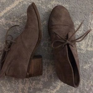 Brown suede booties